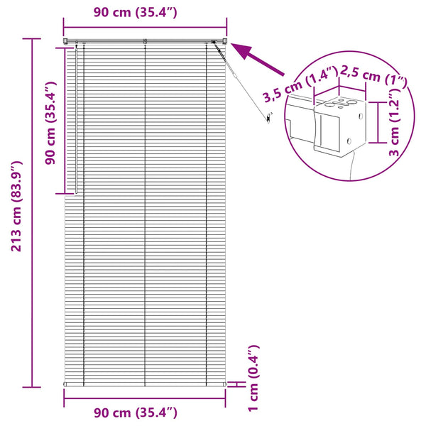 vidaXL Venetian Blind White 213 x 90 cm PVC