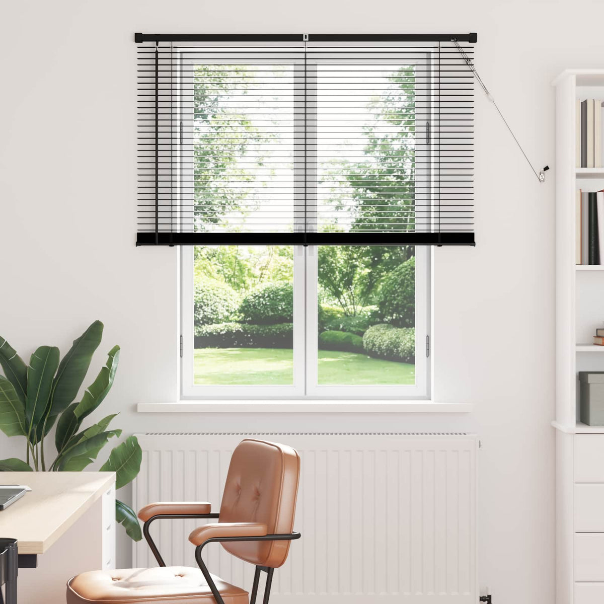 vidaXL Venetian Blind Black 150 x 120 cm PVC