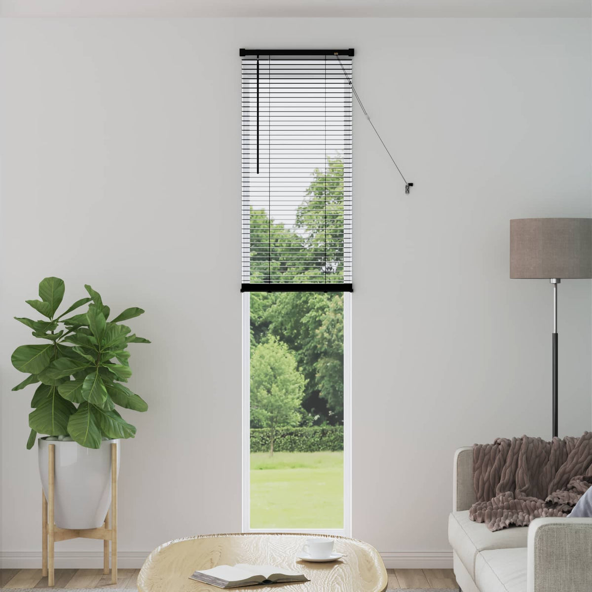 vidaXL Venetian Blind Black 213 x 50 cm PVC