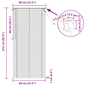 vidaXL Venetian Blind Black 213 x 80 cm PVC
