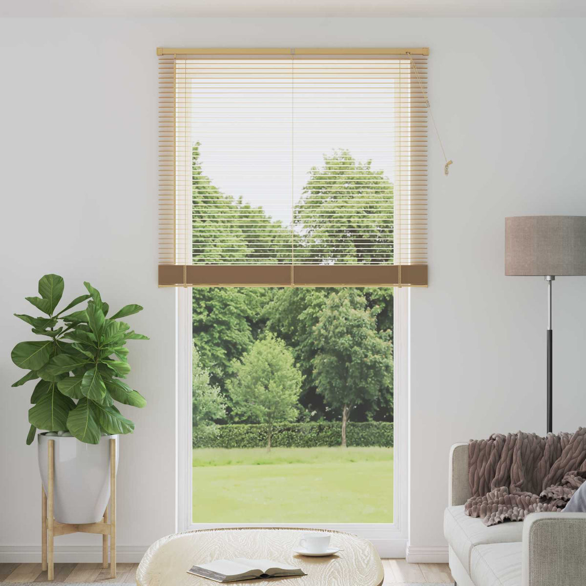 vidaXL Venetian Blind Light Brown with Pattern 213 x 120 cm PVC