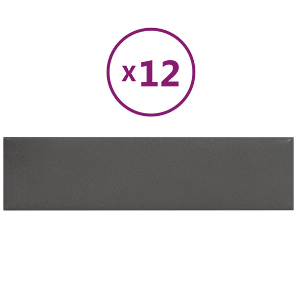 vidaXL Wall Headboards 12 pcs Grey 60 x 15 cm Fabric