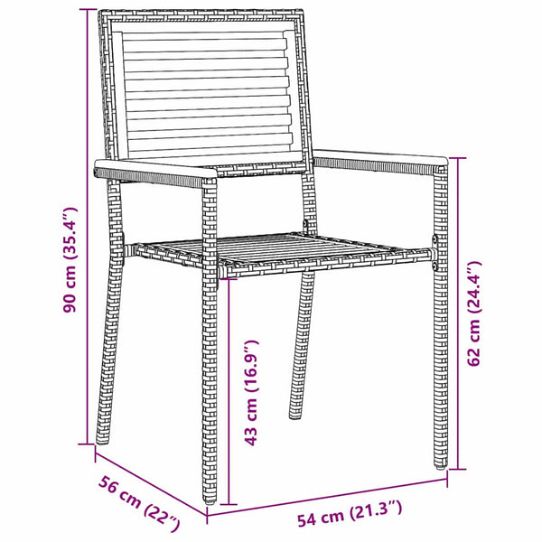 Garten Stapelstühle 4er Set Braun/Schwarz