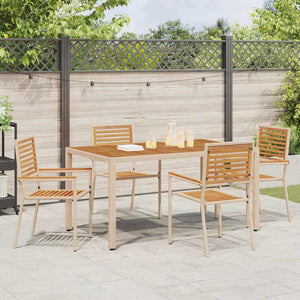 Garten Stapelstühle 4er Set Braun Beige