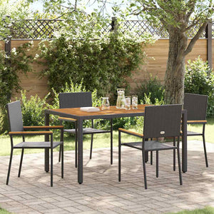 Garten Stapelstühle 4er Set, Schwarz & Braun