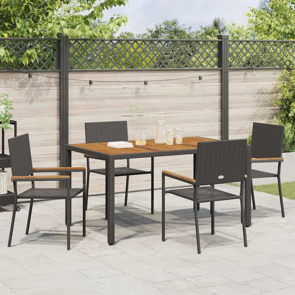 Garten Stapelstühle 4er Set, Schwarz & Braun