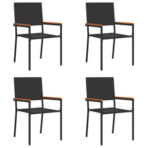 Garten Stapelstühle 4er Set, Schwarz & Braun