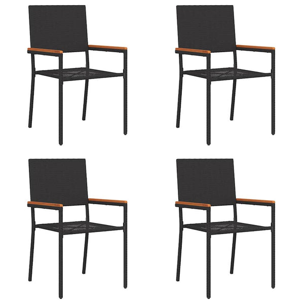 Garten Stapelstühle 4er Set, Schwarz & Braun