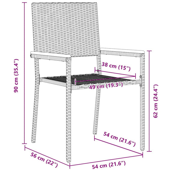 Garten Stapelstühle 4er Set, Schwarz & Braun