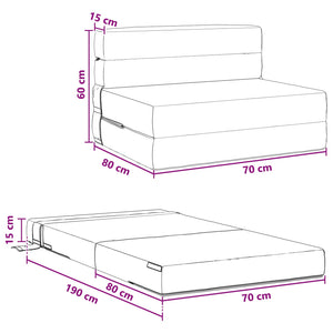 Klappsofa Bett Hellgrau 190x70x15cm