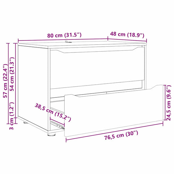 Aufbewahrungsschrank Geräucherte Eiche 80x48x57 cm