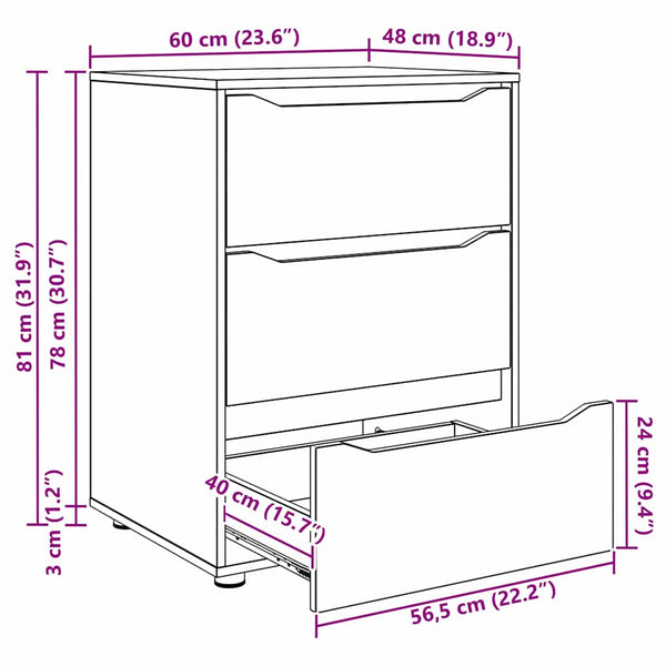 vidaXL Storage Cabinet Brown Oak Look 60 x 48 x 81 cm
