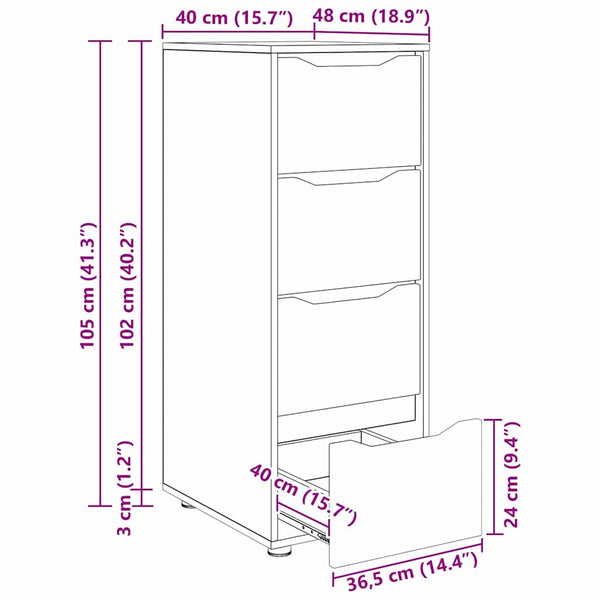 Aufbewahrungsschrank Braun Eichen-Optik 40x48x105 cm