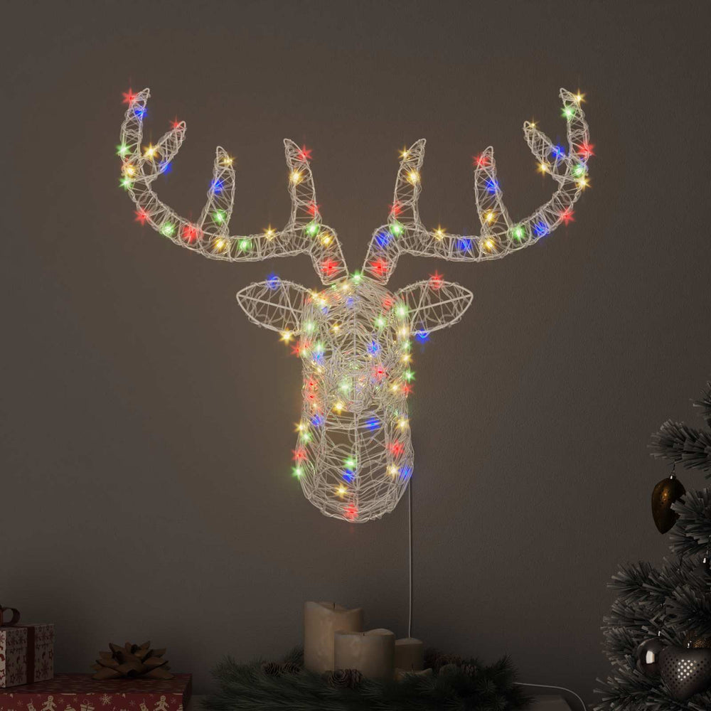vidaXL Reindeer Head with 140 Multi-Colour LEDs 68 x 36.5 x 62.5 cm Acrylic