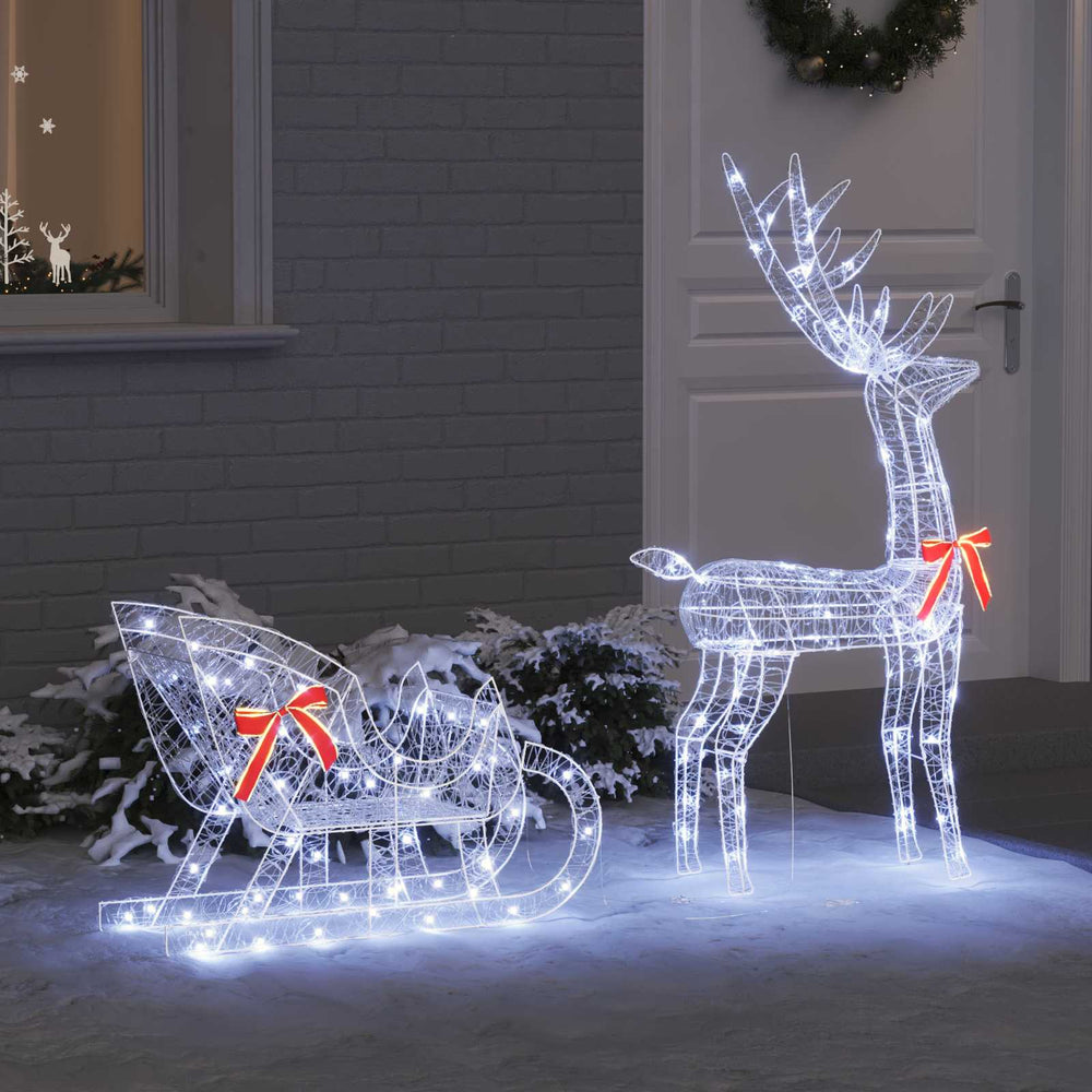 vidaXL Reindeer Sleigh Cold White 70 x 26 x 130 cm Acrylic
