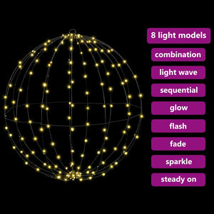 vidaXL Sphere with 192 LED Lights Warm White 59.5 x 59.5 x 63 cm Metal