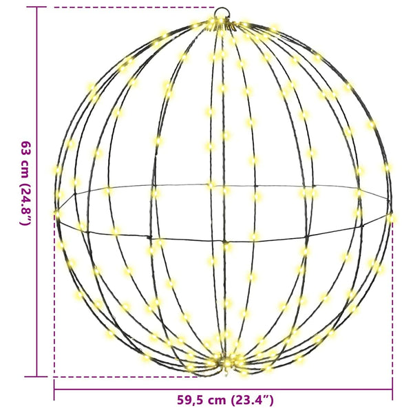 vidaXL Sphere with 192 LED Lights Warm White 59.5 x 59.5 x 63 cm Metal