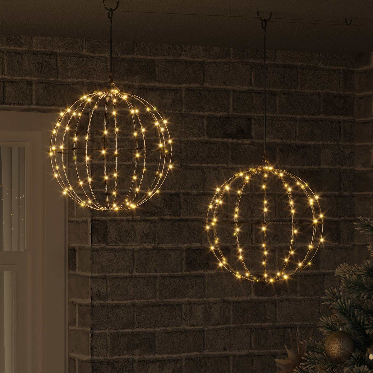 vidaXL Ball with 192 LEDs 2 pcs Warm White 30 x 30 x 32 cm Metal