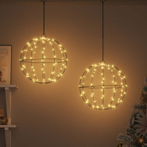 vidaXL Ball with 192 LEDs 2 pcs Warm White 30 x 30 x 32 cm Metal