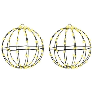 vidaXL Ball with 192 LEDs 2 pcs Warm White 30 x 30 x 32 cm Metal