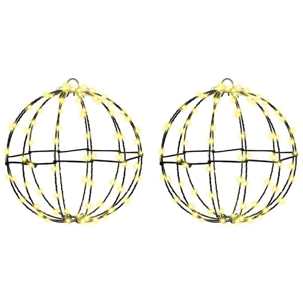 vidaXL Ball with 192 LEDs 2 pcs Warm White 30 x 30 x 32 cm Metal