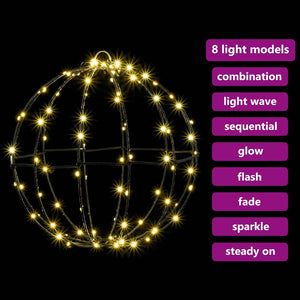 vidaXL Ball with 192 LEDs 2 pcs Warm White 30 x 30 x 32 cm Metal