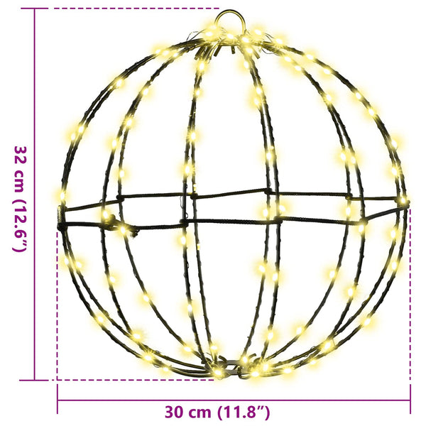 vidaXL Ball with 192 LEDs 2 pcs Warm White 30 x 30 x 32 cm Metal