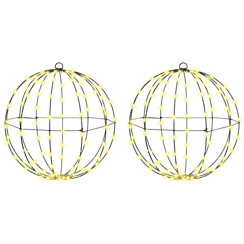 vidaXL Ball with 192 LEDs 2 pcs Warm White 40 x 40 x 43.5 cm Metal
