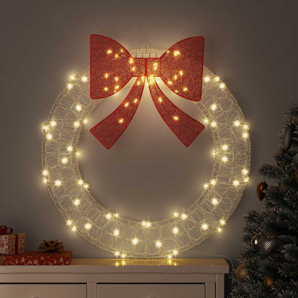 vidaXL Wreath with 80 Warm White LEDs 92 x 92 x 9.5 cm Acrylic