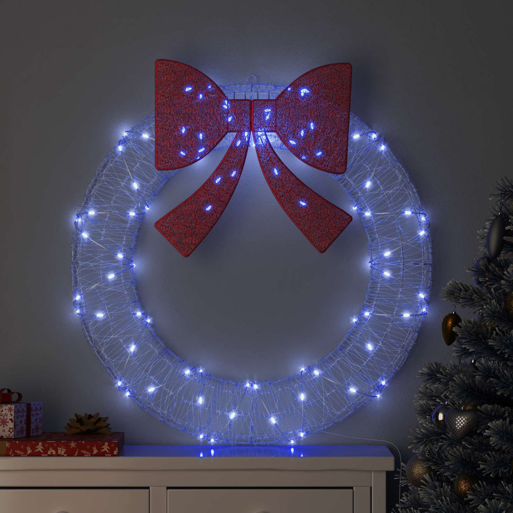 vidaXL Wreath with 80 Blue LED Lights 92 x 92 x 9.5 cm Acrylic