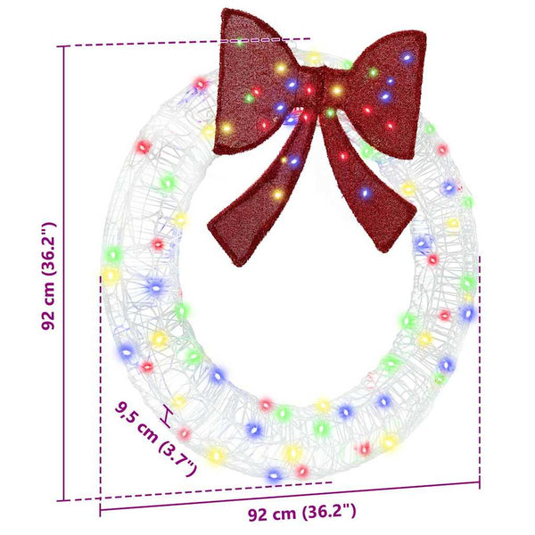 vidaXL Wreath with 80 LEDs Multicolour 92 x 92 x 9.5 cm Acrylic