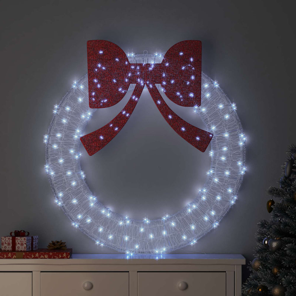 vidaXL Wreath with 150 LEDs Cold White 120 cm Acrylic