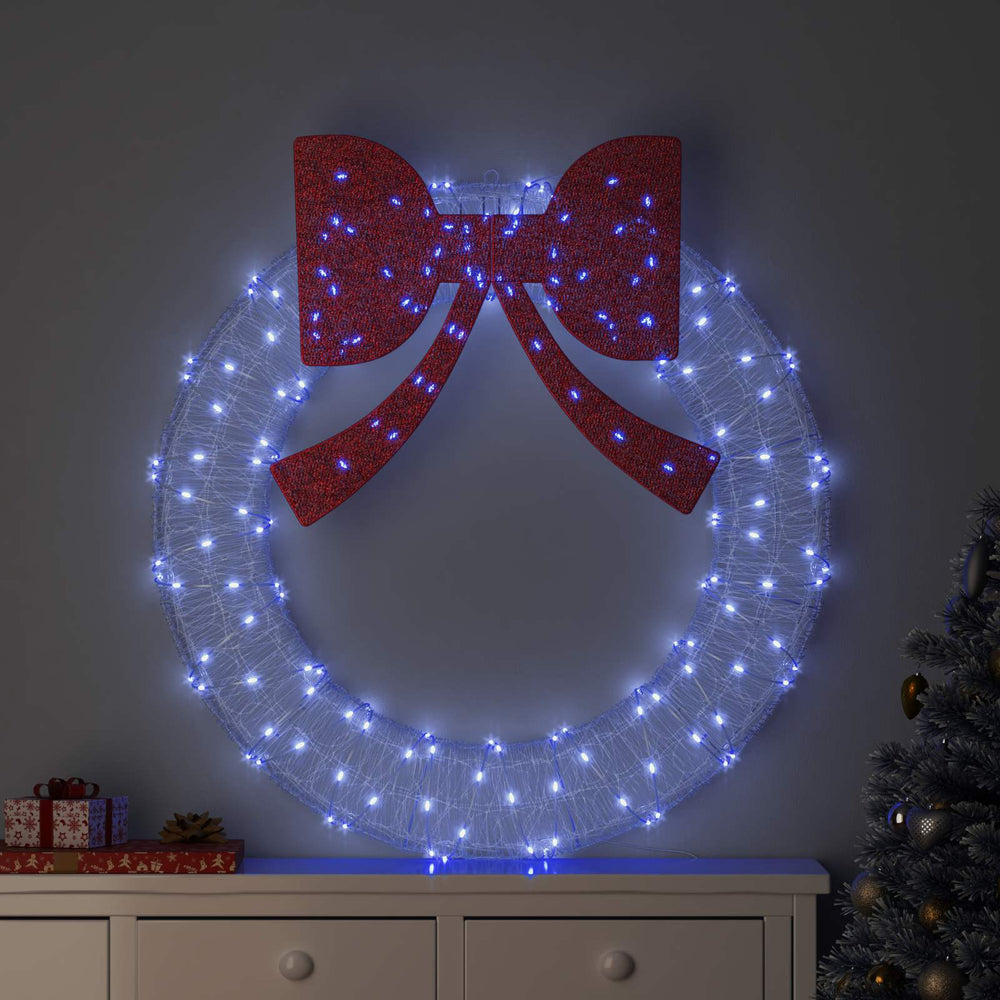 vidaXL Wreath with 150 LED Lights Blue 120 cm Acrylic