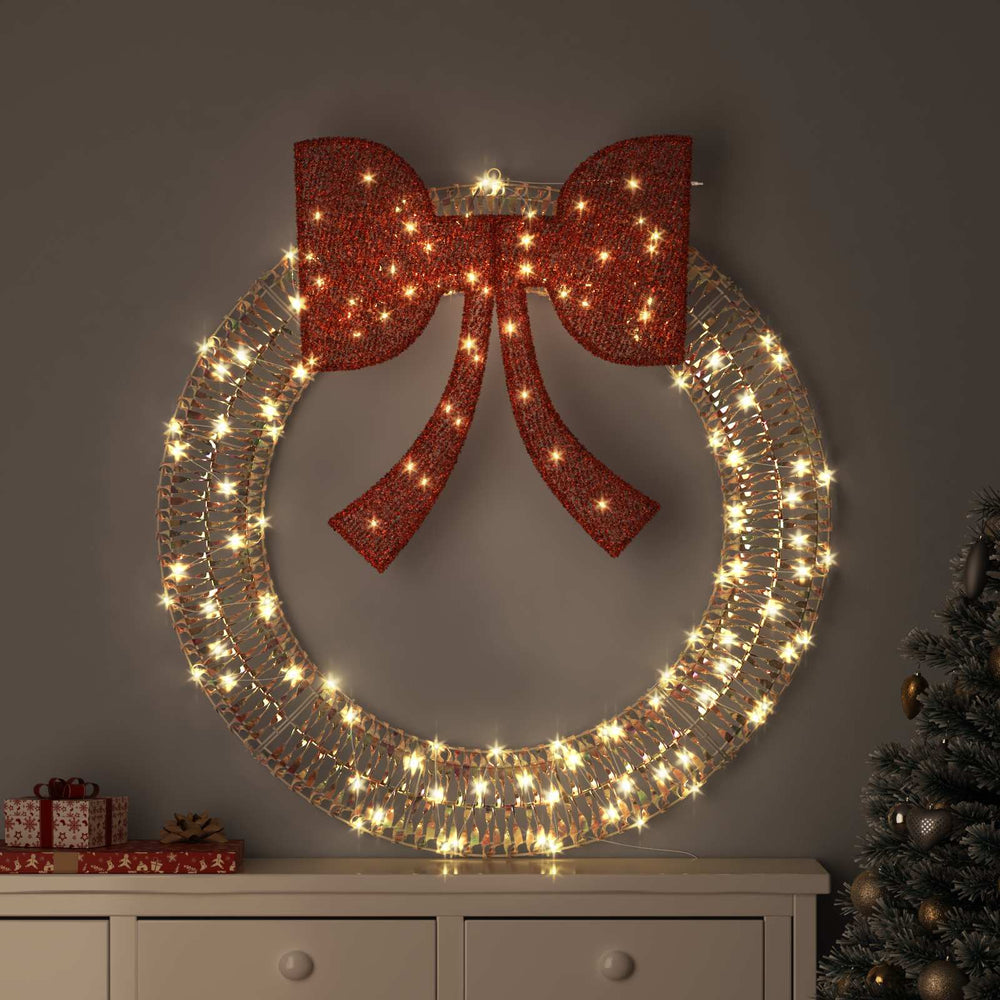 vidaXL Wreath with 150 LED Warm White 121 x 121 x 10 cm PET
