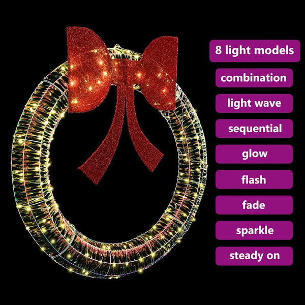 vidaXL Wreath with 150 LED Warm White 121 x 121 x 10 cm PET