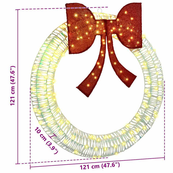 vidaXL Wreath with 150 LED Warm White 121 x 121 x 10 cm PET