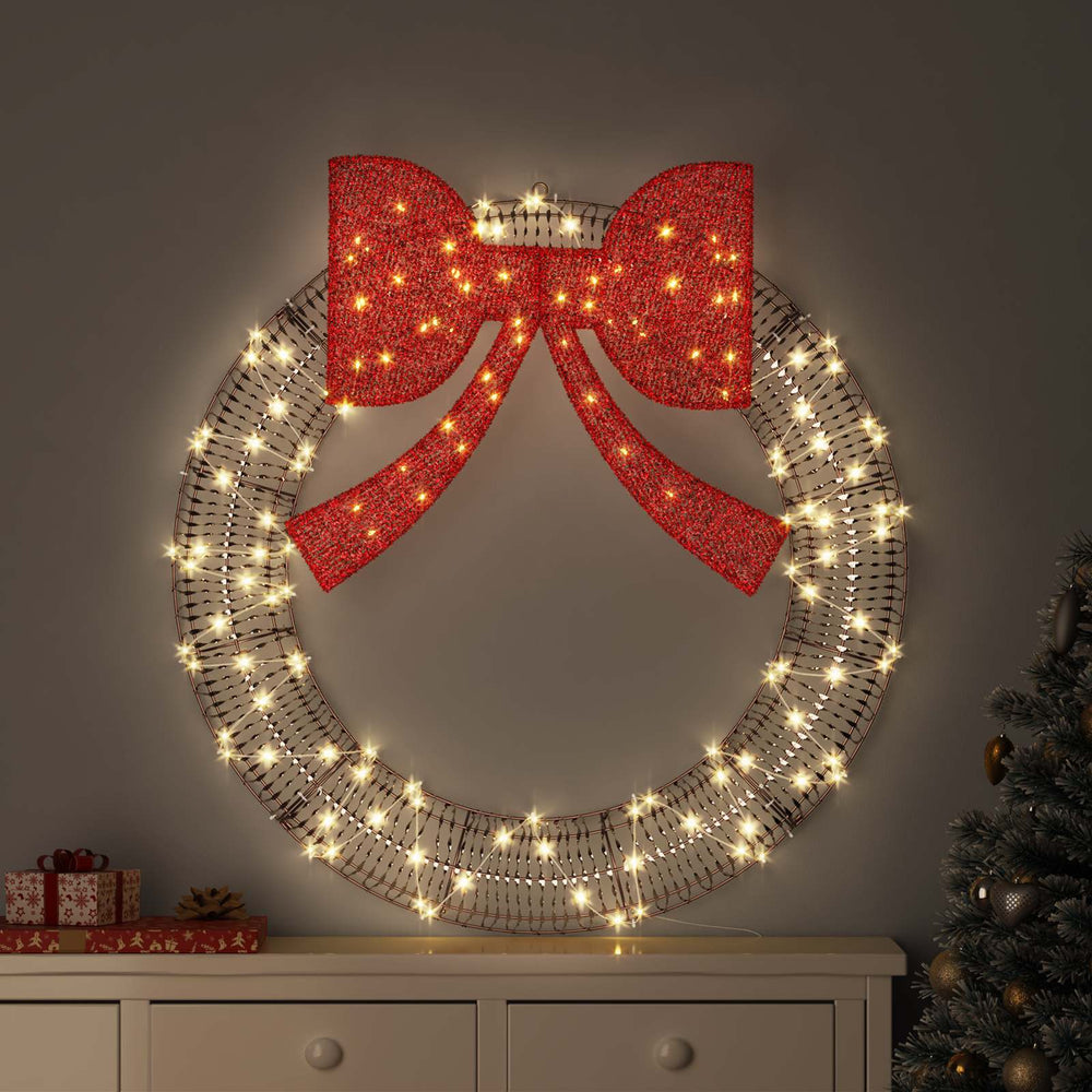 vidaXL Wreath with 80 Warm White LEDs 91 x 91 x 9 cm PET