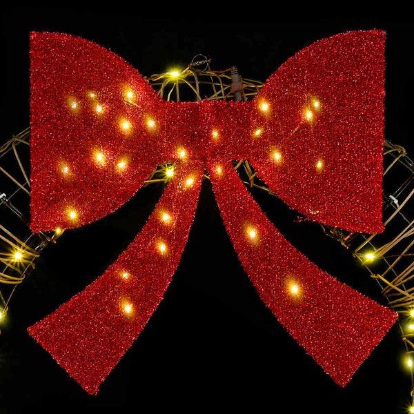 vidaXL Wreath with 80 Warm White LEDs 90 x 90 x 9 cm Rattan
