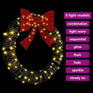 vidaXL Wreath with 80 Warm White LEDs 90 x 90 x 9 cm Rattan
