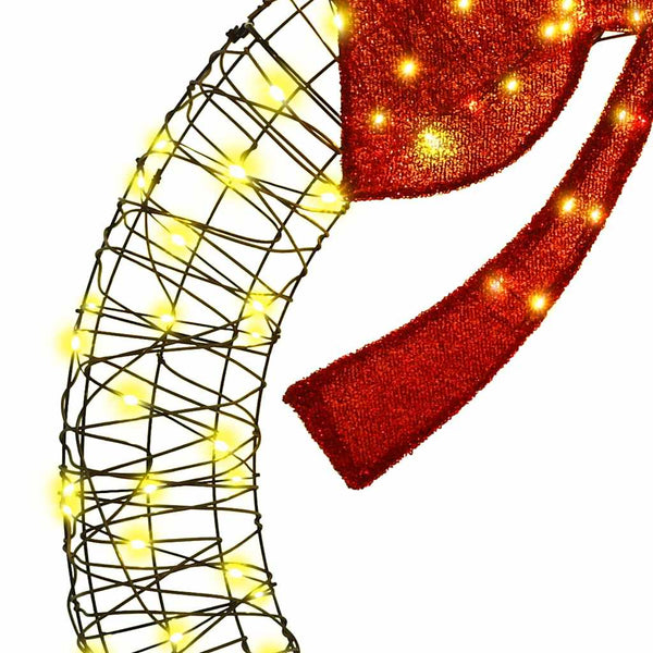 vidaXL Wreath with 150 LED Warm White 121 x 121 x 10 cm Rattan