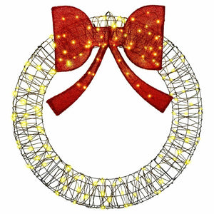vidaXL Wreath with 150 LED Warm White 121 x 121 x 10 cm Rattan