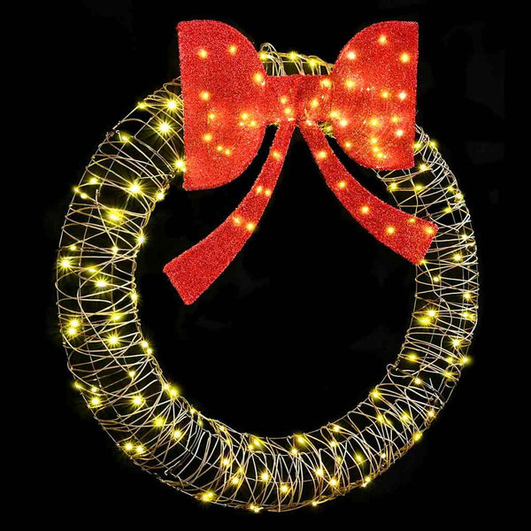 vidaXL Wreath with 150 LED Warm White 121 x 121 x 10 cm Rattan