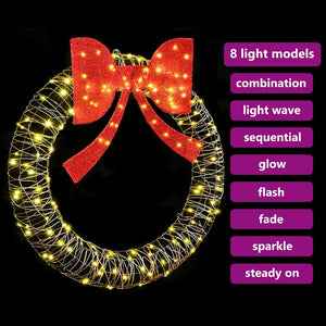 vidaXL Wreath with 150 LED Warm White 121 x 121 x 10 cm Rattan
