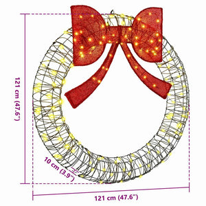 vidaXL Wreath with 150 LED Warm White 121 x 121 x 10 cm Rattan