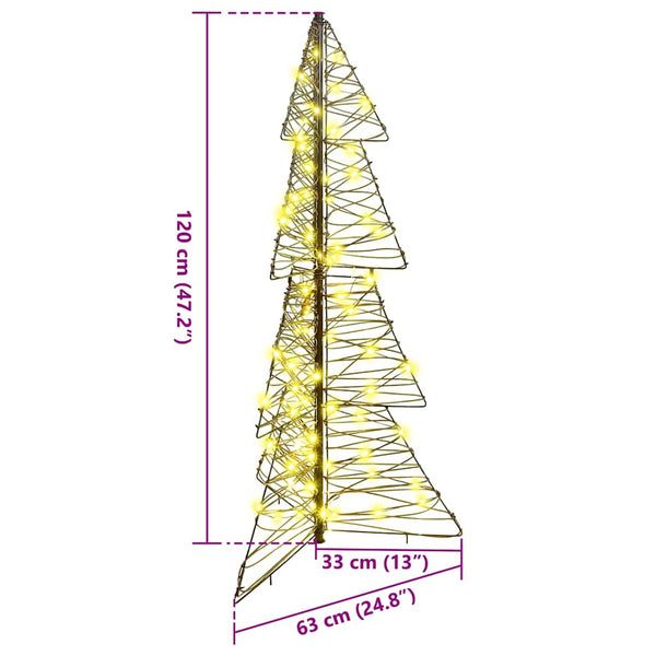vidaXL Christmas Tree with 100 Warm White LEDs 120 cm Rattan
