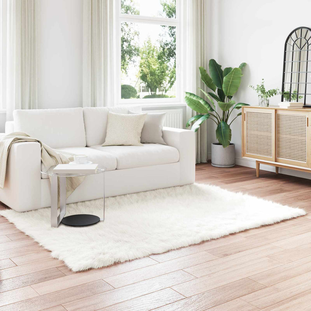 vidaXL Faux Sheepskin Rug TAFALLA White 140 x 200 cm Polyester
