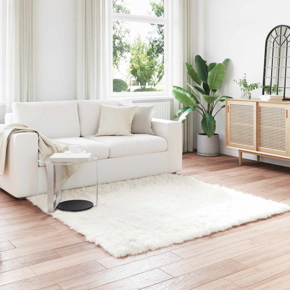 vidaXL Faux Sheepskin Rug TAFALLA White 160 x 160 cm Polyester