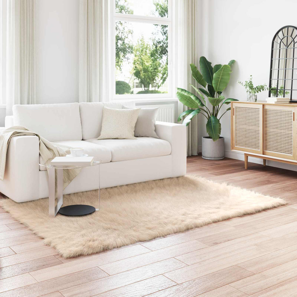 vidaXL Faux Sheepskin Rug TAFALLA Beige 120 x 170 cm Polyester