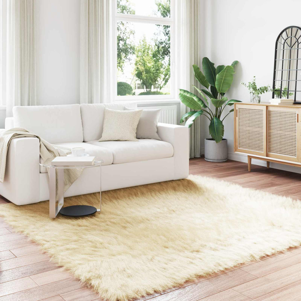 vidaXL Faux Sheepskin Rug TAFALLA Cream 200 x 200 cm Polyester