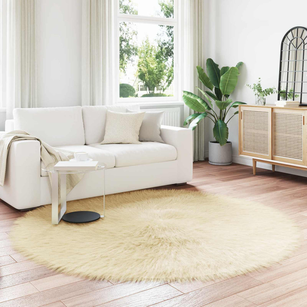 vidaXL Faux Sheepskin Rug TAFALLA Cream Ø 200 cm Polyester